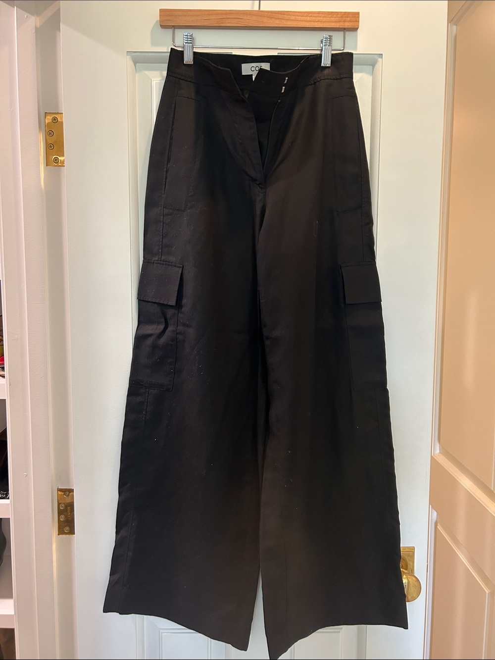 COS linen blend high waisted cargo pants